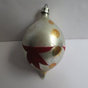 Hand Blown-Hand Painted Glass Tear Drop Christmas Ornament POLAND Vintage 3.5"